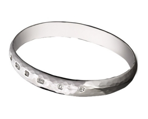 Sterling silver slim hammered bangle