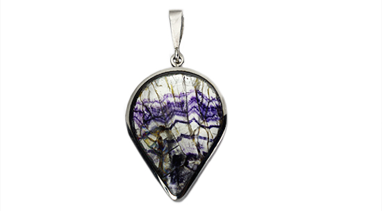 Reverse teardrop Blue John pendant