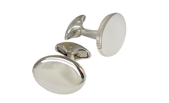 Sterling silver heavy gauge oval cufflinks