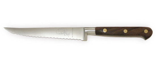 5 inch Utility Knife with serrated wood handle