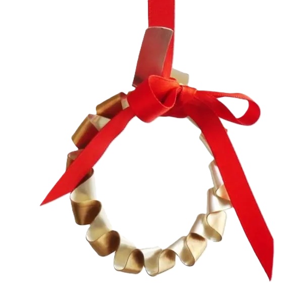 Folded silver and gilt Christmas wreath