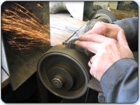 Grinding the edge ready for assembly
