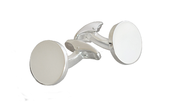 Sterling silver heavy gauge round cufflinks